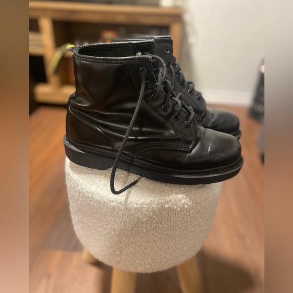 Dr. Martens 101 black leather combat lace up ankle boots, black stitching - Picture 2 of 10